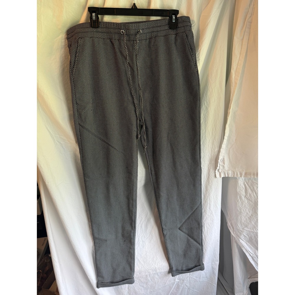 Sky Plus Womens 2X Black White Geometric Knit Jogger‎ Pants Drawstring Tapered